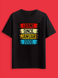 Men's T-Shirt Legend Since January 2008 Grunge Color Block Vintage Birthday Statement
