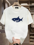 Men's T-Shirt Playful Fish Swimming With Bold White Teeth Shark