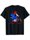 Men's T-Shirt Urban Cyclist In Vibrant Red Blue Silhouette On Bike