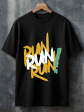Men's T-Shirt Vivid Brush Strokes Dynamic Yellow And White Letter Art Run
