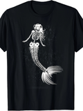 Men's T-Shirt Intricate Skeleton Mermaid Bones Design Underwater Fantasy Mermaid