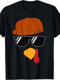 Men's T-Shirt Cool Urban Style Turkey With Sunglasses And Orange Cap Graphic