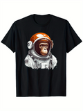 Men's T-Shirt Vintage Space Suit With Realistic Monkey Portrait Astronaut