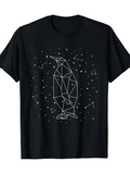 Men's T-Shirt Geometric Lines With Starry Night Constellations Forming A Penguin