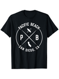 Men's T-Shirt Pacific Beach California Surfer Coastline And State Icon T Shirt