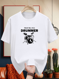 Men's T-Shirt Trust Me I Am A Drummer With Black Drumkit Illustration Featuring Crisp Musical Elements Drumset