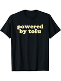 Men's T-Shirt Powered By Tofu Bold Yellow Letters On Simple Black T Shirt