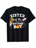 Men's T-Shirt Sister Of The Birthday Boy With Planets Astronaut And Rocket In Outer Space