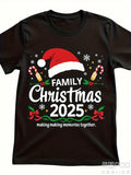 Women's T-Shirt Family Christmas 2025 Festive Candy Canes Holly And Santa Hat