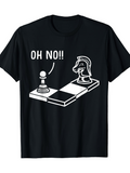 Men's T-Shirt Oh No Speech Bubble With Chess Knight And Pawn On Board