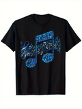 Men's T-Shirt Blue Sparkling Notes Flowing With Musical Energy Note