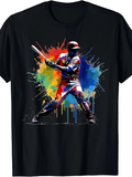 Men's T-Shirt Splashes Of Color With Baseball Player In Dynamic Pose