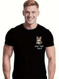 Men's T-Shirt Your Logo Here Playful Cat Relaxing On Chest Cat