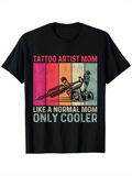 Men's T-Shirt Tattoo Artist Mom Retro Style Bold Lettering Graphic Tattoo Machine