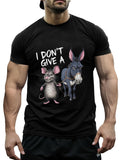 Men's T-Shirt I Dont Give A Cartoon Mouse With Standing Grey Donkey Under Bold Lettering