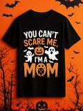 Men's T-Shirt You Cant Scare Me Im A Mom With Pumpkins Ghosts And Playful Halloween Icons