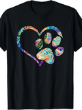 Men's T-Shirt Vivid Abstract Swirl Colors Forming Heart With Paw Print