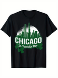 Men's T-Shirt Chicago Green Clover Skyline For St Patricks Day T Shirt