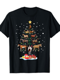Men's T-Shirt Horses Decorated As Christmas Tree With Snowy Night Presents