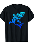 Men's T-Shirt Ocean Blue Tribal Pattern On Swimming Shark
