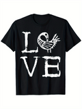Men's T-Shirt Love With Bold White Letters And Tribal Bird Graphic