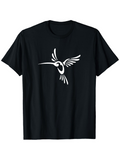 Men's T-Shirt Minimalist Line Art Depicting Graceful Flying Majestic Bird Hummingbird