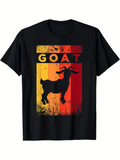Men's T-Shirt Vintage Sunrise With Silhouette Standing In Tall Grass Goat