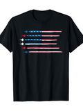 Men's T-Shirt Blue And Red Striped Pattern With Star Accents And Arrow Elements T Shirt
