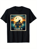 Men's T-Shirt I Made It Whimsical Sunset Reflections With Wide Eyed Anglerfish Emerging From Water