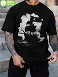 Men's T-Shirt Dark Water Reflections Under Moonlit Stormy Skies Pirate Ship