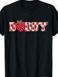 Men's T-Shirt Daddy Playful Strawberry Patterned Letters With Sweet Red Fruit