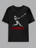 Men's T-Shirt Homerun Dynamic Baseball Swinging Athlete Under Flying Ball