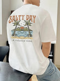 Men's T-Shirt Salty Day Relaxed Time With Palm Trees Ocean And Sun Beach