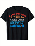 Men's T-Shirt Colorful Nautical Lettering With Tiny Anchor Accents On Candy Cruise Themed T Shirt