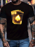 Men's T-Shirt Glowing Yellow Cards With Shining Suit Symbols Under Neon Light Playing Card