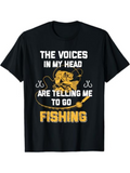 Men's T-Shirt The Voices In My Head Are Telling Me To Go Fishing With Coiled Line Illustration