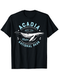 Men's T-Shirt Acadia National Park Established 1916 Maine Whale Design