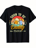 Men's T-Shirt Soon To Be Daddy With Beer Mug And Baby Bottle Under Retro Sunset