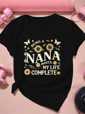 Women's T-Shirt Butterflies Sunflowers With Cheerful Wording Surrounding Nana Theme T Shirt