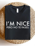 Men's T-Shirt Im Nice Bold Lettering On Black Cotton Fabric Shirt