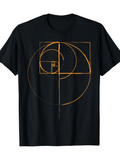 Men's T-Shirt Glowing Golden Spiral Pattern With Geometric Lines On Dark Background Spiral