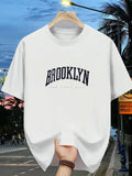 Men's T-Shirt Brooklyn Bold Letters With Crisp White Cotton T Shirt