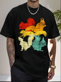 Men's T-Shirt Vintage Painted Style Multicolor Layered Squirrel Animal Outline