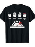 Men's T-Shirt Rock Paper Scissors Bloody Table Saw Joke Graphic Tshirt