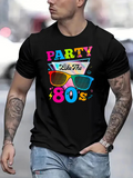 Men's T-Shirt Party Like The 80s Neon Sunglasses With Bold Colorful Geometric Shapes