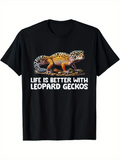Men's T-Shirt Life Is Better With Leopard Geckos Among Detailed Rocks With Vibrant Spotted Lizard
