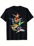 Men's T-Shirt Colorful Feathers With Soft Light Among Bright Petite Hummingbirds