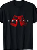 Men's T-Shirt Boxing Red Gloves Under Bold Silver Text Gloves