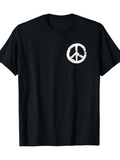 Men's T-Shirt Distressed Artistic White Painted Symbol Peace Sign