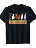 Men's T-Shirt Celebrate Diversity Farmyard Animals Standing On Pasture With Goats And Sheep